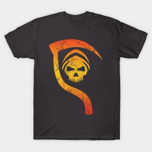 Vintage Grim Reaper & Scyth - Sunburst Yellow Orange and Red T-Shirt